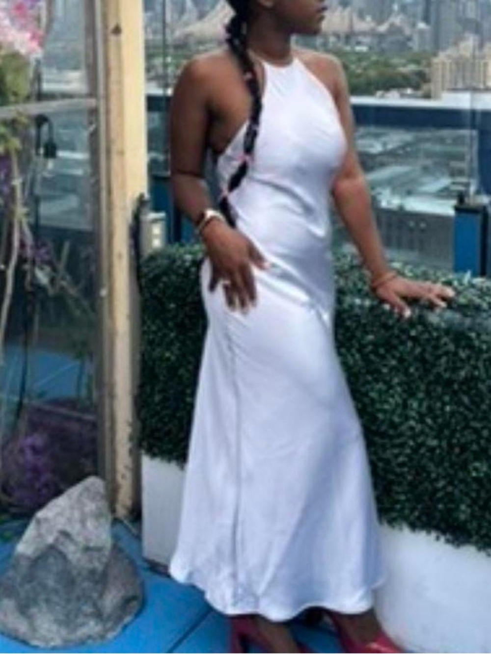 (#127)Zara Silver Satin Strapless Slip Dress